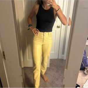 Aritzia yellow leather pants